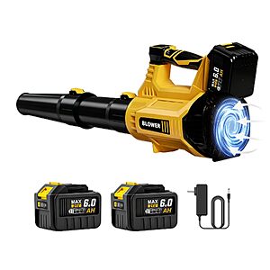 Presgo 21V 800cfm 6-Speed Cordless Leaf Blower Kit with 2 x 6Ah Batteries $60 AC @amazon