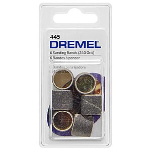 6-Pack 1/2" Dremel 445 240-Grit Rotary Tool Sanding Bands $2.16 + Free Shipping w/ Prime or on $35+