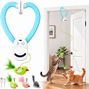 Aoioploa Rechargeable Clip-On Automatic Flying Bird Interactive Cat Toy (Blue) $13.99 + Free Shipping w/ Prime or on $35+