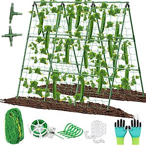 45" x 53" LifeisLuck A-Frame Cucumber Garden Trellis w/ Climbing Net, Clips & Ties $9.74 + Free Shipping w/ Prime or on $35+