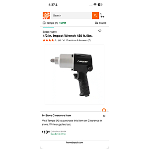 Selected Home Depot 1/2 in. Impact Wrench 450 ft./lbs.