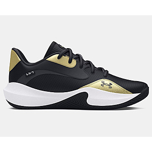 Under Armour Men's UA Lockdown 7 Low Unisex Basketball Shoes (Limited Sizes, Black / Metallic Gold) $26.44