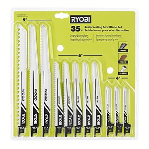 35-Piece Ryobi Multi-Purpose Reciprocating Saw Blade Set $14.97 + Free Store Pickup at Home Depot