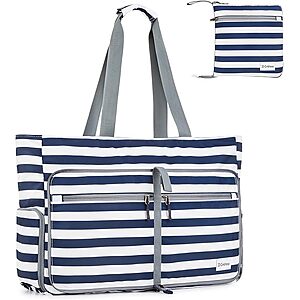 G4Free Large Beach Bag, Foldable Tote with Zipper, Waterproof Sandproof Pool Bag $11.49