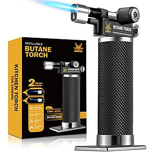 RAVS Butane Torch Lighter, DUAL Flame Mode Creme Brulee Torch, Black $19.99