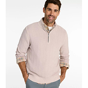 L.L.Bean Men's Sunwashed Textured Cotton Herringbone 1/4 Zip Sweater $59.99