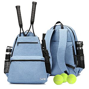 Sucipi Tennis Backpack w/ 2-Racket Pocket & Ventilated Shoe Compartment (Sky Blue) $12.49 + Free Shipping w/ Prime or on $35+