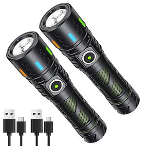 2-Pack 2000-Lumen Hoxida USB-C Rechargeable Compact Flashlight w/ Fidget Spinner Ring $9.89 + Free Shipping w/ Prime or on $35+