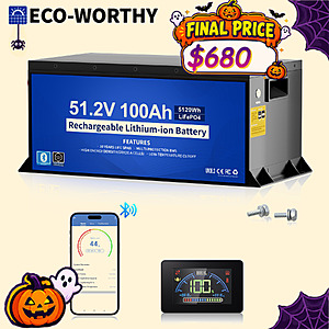 ECO-WORTHY Pro Metal Case 48V 100Ah Golf Cart Lithium Battery $680 + Free Shipping