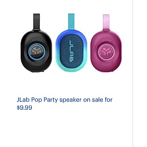 JLab Pop Party speaker on sale for $9.99 Bestbuy.com