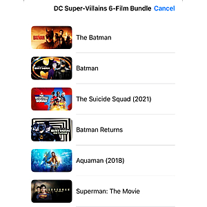 DC Super Villians 6 Film Bundle 4K dolby vision ATMOS Apple tv movies anywhere digital $9.99