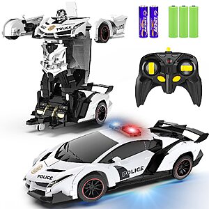 FDJ 1:18 Scale Transforming Remote Control Police Car to Robot Toy w/ Flashing Lights   $9.49 + Free Shipping w/ Prime or on $35+