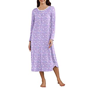 Ekouaer Women Nightgowns Long Sleeve Sleepshirt House Dresses with Pockets $9.99