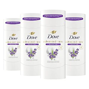 [SnS] $14.51 | 4-Pack 2.6-Oz Dove Advanced Care Antiperspirant Deodorant (Lavender Fresh) at Amazon