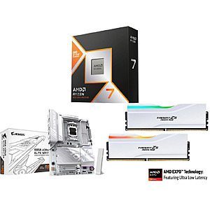 CPU Motherboard Memory Combo - AMD Ryzen 7 9800X3D Bundle with GIGABYTE B850 A ELITE WF7 ICE and G.SKILL $1029.99