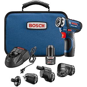 $141.54* | Bosch 12V Flexiclick 5-In-1 Cordless Multi-Head Electric Screwdriver Drill Set at Amazon