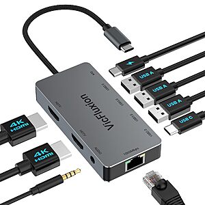 Amazon – Vicfluxion 9-in-1 USB-C Dual-Monitor Dock - $16.99 w/ Code