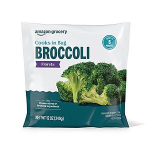 AMAZON GROCERY 49cents Amazon Grocery Microwave, Broccoli Florets, 12 Oz, Frozen             (free delivery at $25 with grocery order)