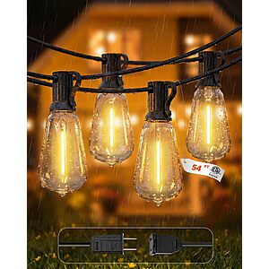 Amazon – ST38 Outdoor String Lights,54FT Waterproof LED Patio Lights Dimmable - $17.99 w/ Code