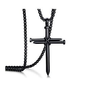 Amazon – Men's Stainless Steel Nail Cross Pendant Necklace With 24 Inch Chain - $6.49–$6.99 w/ Code