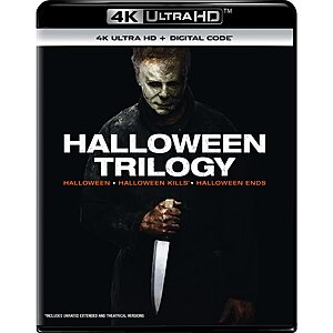 Halloween Trilogy (Halloween / Halloween Kills / Halloween Ends) - 4K Ultra HD + Digital [4K UHD] $29.99 or Blu Ray + Digital $15.99 Amazon.com