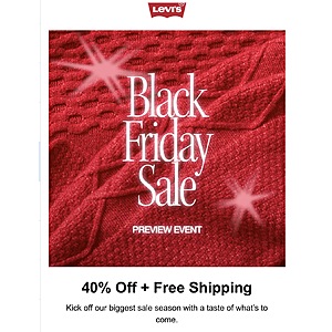 Levi’s Black Friday Sale 40% Off Sitewide + Free Shipping