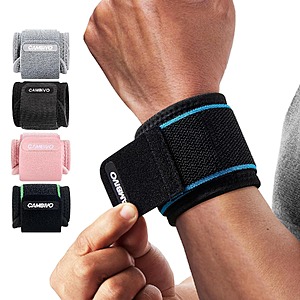CAMBIVO 2-Pack Wrist Braces w/ Adjustable Wraps (Various Colors) $6.99 + Free Shipping w/Prime or $35+