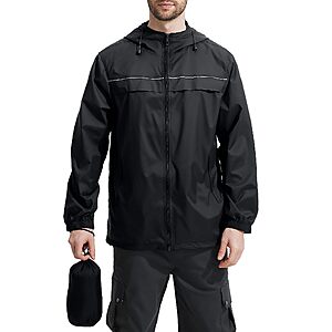 ZITY Mens Rain Jacket Waterproof Lightweight Packable Windbreaker - $14.99 AC