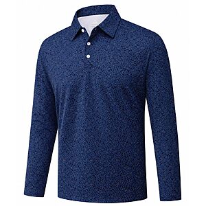 ZITY Mens Long Sleeve Golf Polo Shirts UPF 50+ - $8.99 After coupon