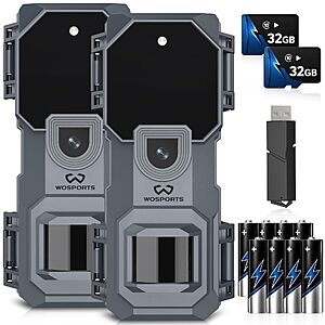 Wosports 2 Pack HD Trail Camera with 32GB SD Card 1080P 32MP Mini Game Camera - $49.99 AC