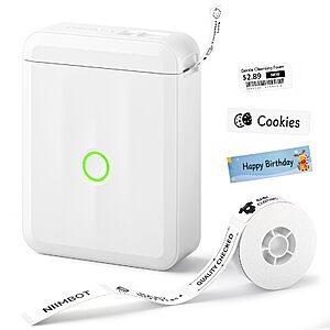 NIIMBOT D110 Bluetooth Label Maker Machine with 1Tape for Home Use, White $7.99 AC