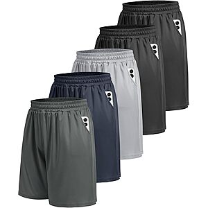 5-Pack BOOJO Athletic Gym Mens Shorts (Large Only) $14.40 @ Amazon