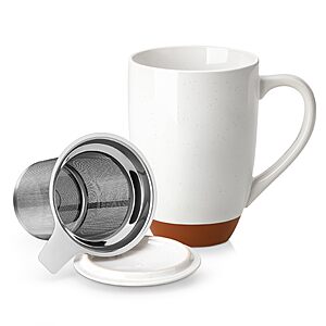 [Prime] 18-Oz MALACASA Ceramic Tea Mug with Lid & Infuser $12.99 + Shipping is free