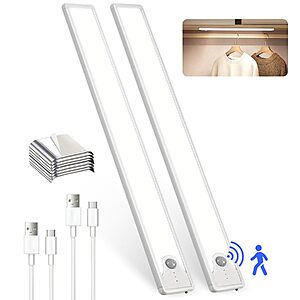 2-Count 16" SUNLINKCO Rechargeable Magnetic LED Under-Cabinet/Closet Lights w/ Dimmable Brightness (White, Motion Sensor/Hand Wave) $14.99 + Free Shipping w/ Prime or on $35+
