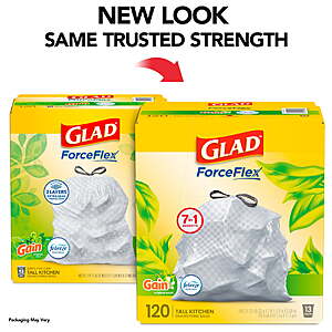 Glad ForceFlex 13-Gallon Trash Bags 120 ct. and 140 ct. $10.98 + Free Shipping w/ Walmart+ or on orders over $35