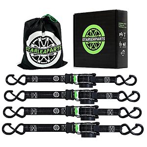 4-Pack StarLeaparts 1" x 12' Self-Retracting Ratchet Straps w/ S-Hooks & Carrying Bag (Black) $38.24 + Free Shipping