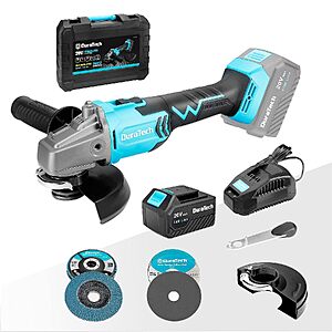 [Prime] DURATECH 20V Brushless Cordless 4-1/2" Angle Grinder Kit w/ 4.0Ah Battery & Fast Charger $44.99 + Free Shipping