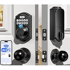 TEEHO TE012W-K WiFi Smart Keyless Entry Door Lock w/ Knob (Matte Black) $47.99 + Free Shipping
