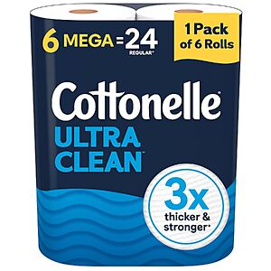 6-Pack 284-Sheet Cottonelle Ultra Clean 1-Ply Mega Roll Toilet Paper $5.64 ($0.94 Each) w/ S&S + Free Shipping w/ Prime or on $35+