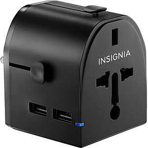 Insignia™ All-in-One Travel Adapter with 2 USB Ports $4.99