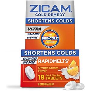 [SnS, AC] $4.33* | 18-Ct Zicam Ultra Cold Remedy Zinc Rapidmelts (Orange Cream) at Amazon