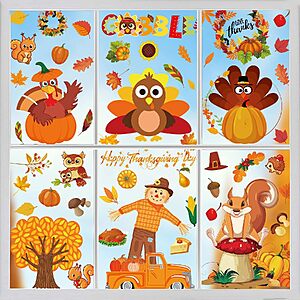 10-Sheet MISS FANTASY Thanksgiving Fall Window Clings $3.58 + Free Shipping w/ Prime or on $35+