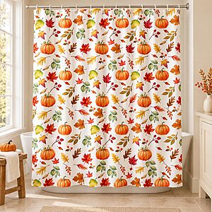 72" x 72" Mehofond Fall, Pumpkin & Orange Maple Leaves Shower Curtain $4.99 + Free Shipping w/ Prime or on $35+