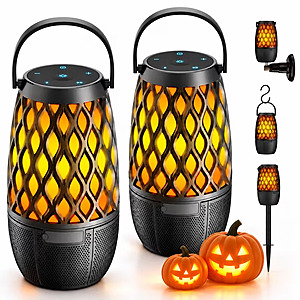 DTIRD 2-Pack IPX5 Bluetooth Outdoor Speakers with Lights with Multi-Sync $78.99 $79.89