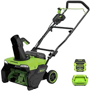 Greenworks 60V 20'' Snow Thrower, 4.0 Ah Battery and Charger Included | Brushless, cordless snow blower, 25 ft snow throwing distance, rotating chute $463.99