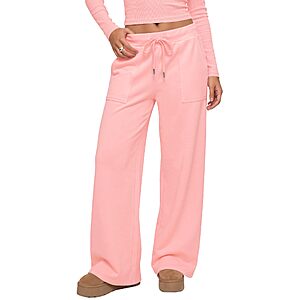 Rapbin Womens Fall and Winter Drawstring Wide Leg Fleece Lined Sweat Pants $14.44 AC