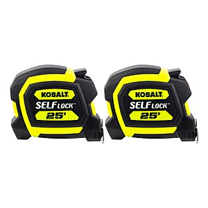 2-Pack Kobalt 25' Self-Lock Tape Measure (Yellow) $11.98 + Free Store Pickup at Lowe's or Free Shipping on $35+