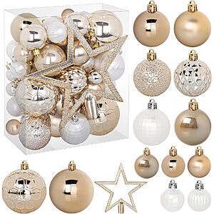 TranquilBliss 50 Pcs Christmas Ornaments Set Shatterproof, Deep Champagne $14.99 at Checkout