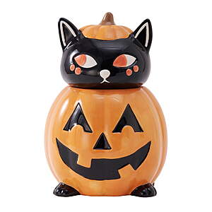 Way To Celebrate Halloween Pumpkin Cat or Ghost Dog Ceramic Cookie Jar - $6.48