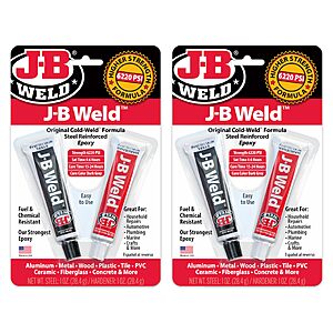 J-B Weld Original Epoxy, Steel Reinforced Epoxy, High Strength - 2 Pack, Dark Grey (8265S-2) $10.24